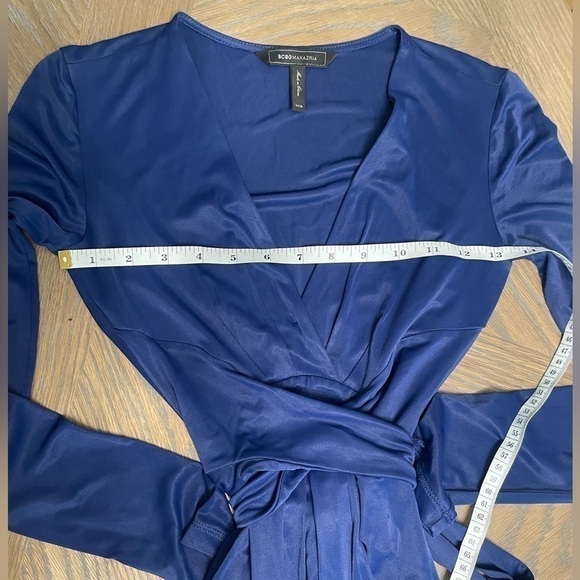 Bcbgmaxazria Pearl Jersey Long Sleeve Wrap Maxi Dress Royal Blue - Picture 9 of 14